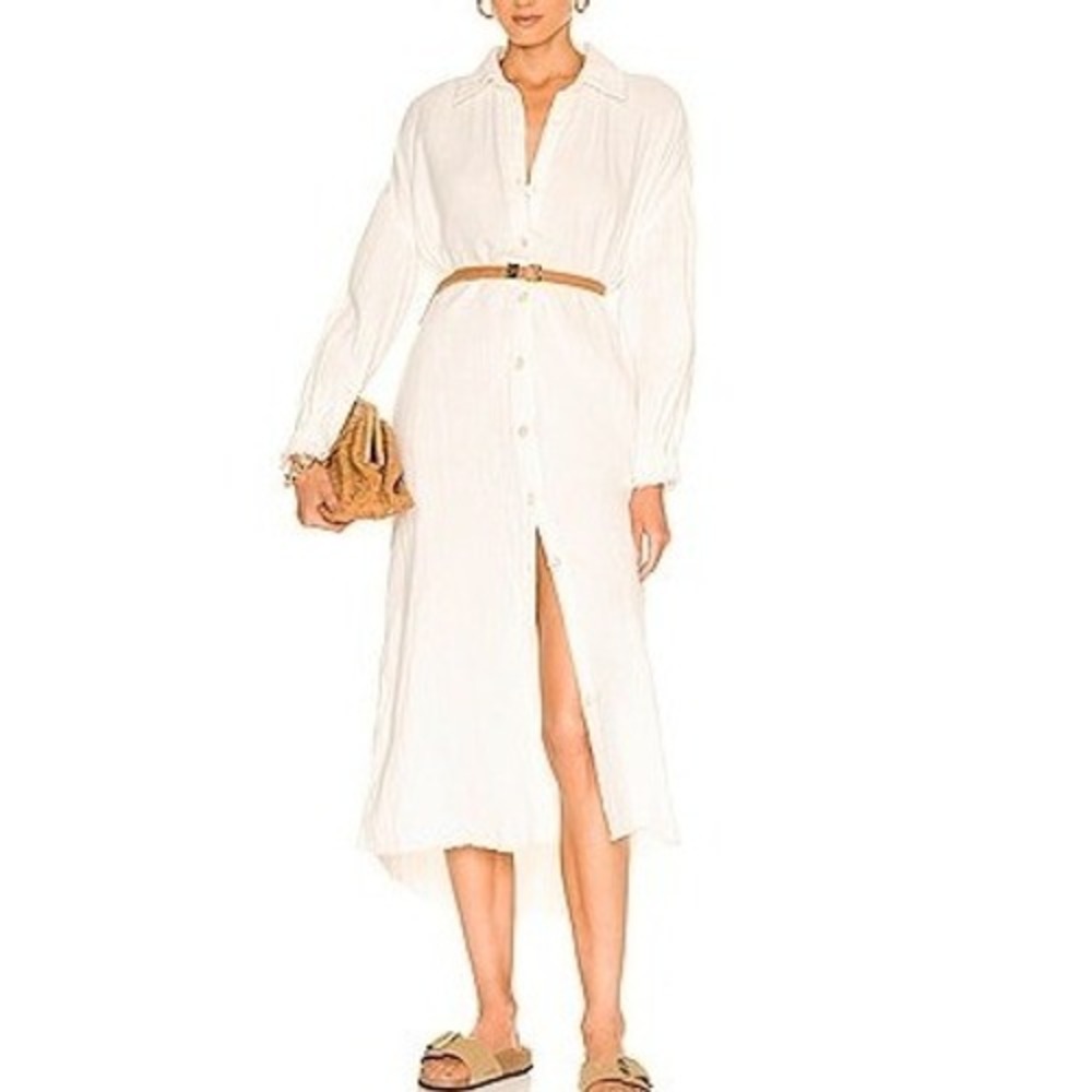 Show Me Your Mumu Captain Button Down Gauze Dress in Cream Size Medium